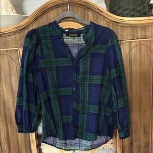 Sugarlips Blue and Green Plaid Blouse
